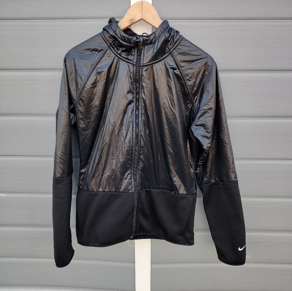 Womens Nike Therma Fit Full Zip Black 548807 010 Hooded Jacket Size M